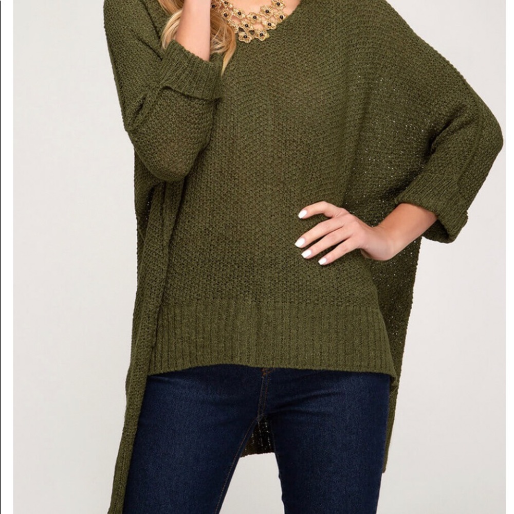 Oversized High Low Crochet Sweater!
